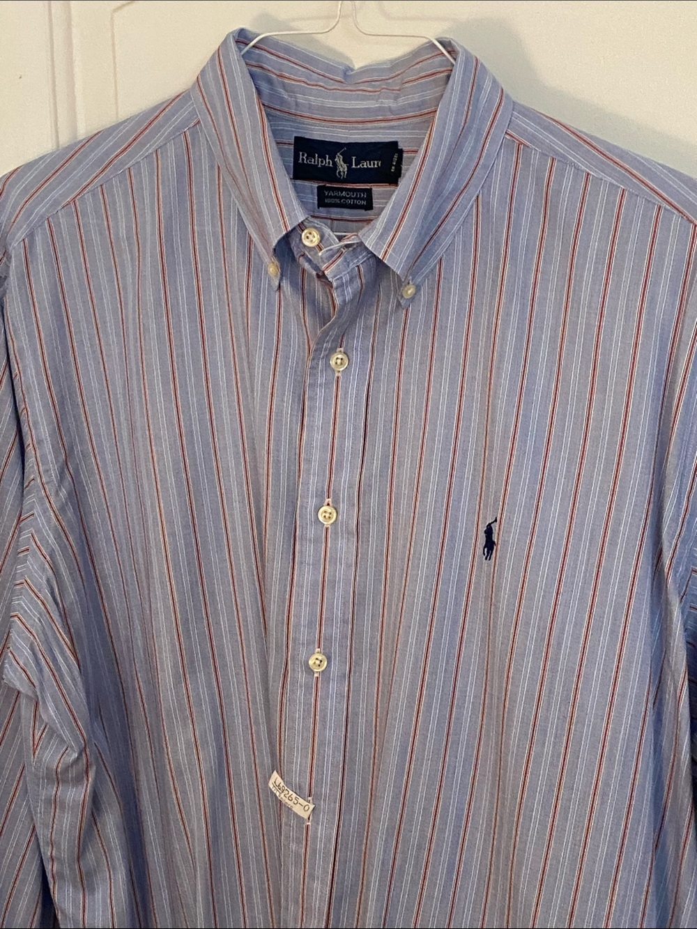 Polo Ralph Lauren Light Blue Shirt with Red Stripe Yarmouth Sz 16.5 34/35